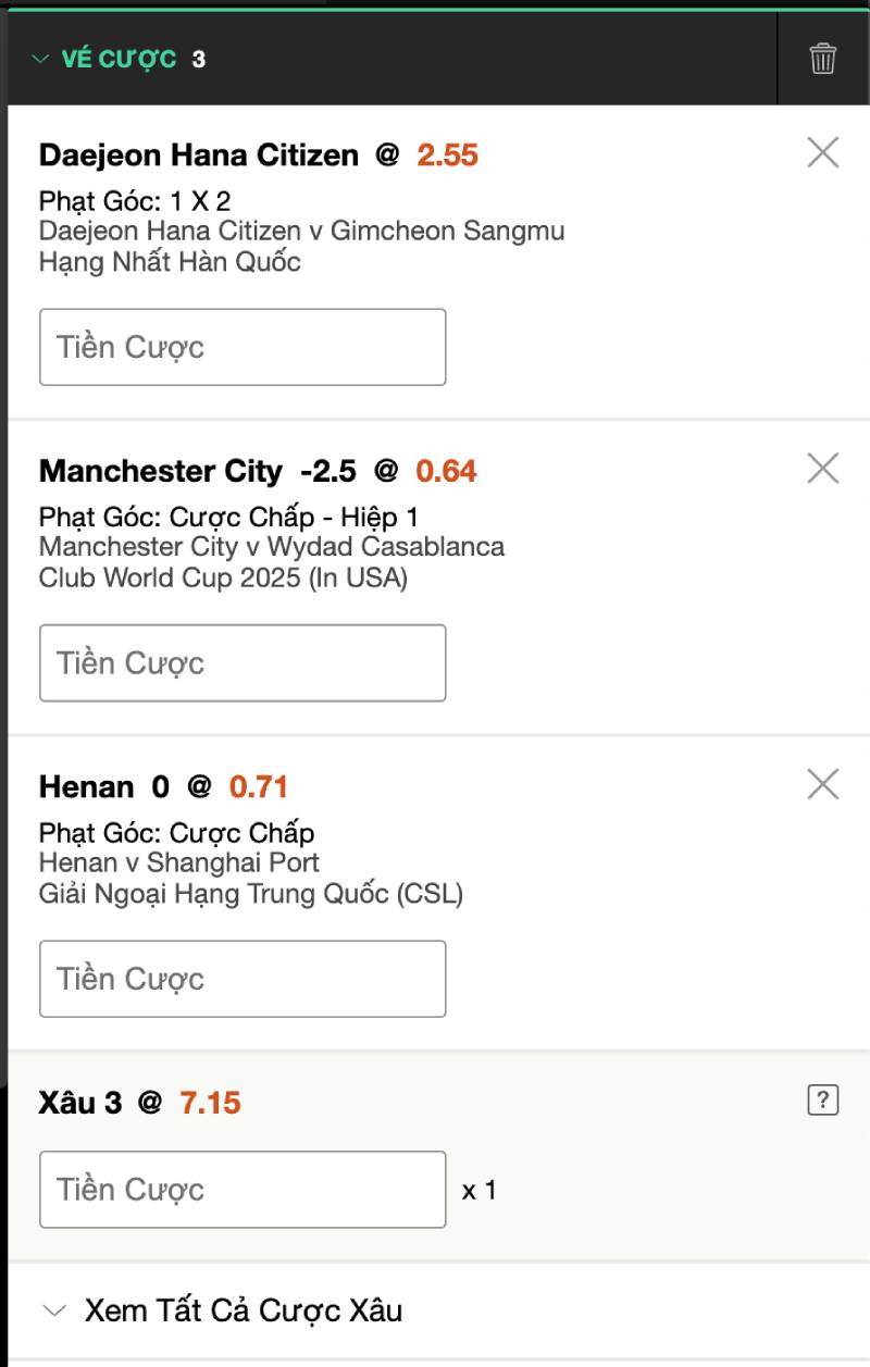 Cách đọc tỷ lệ kèo cược phạt góc xiên