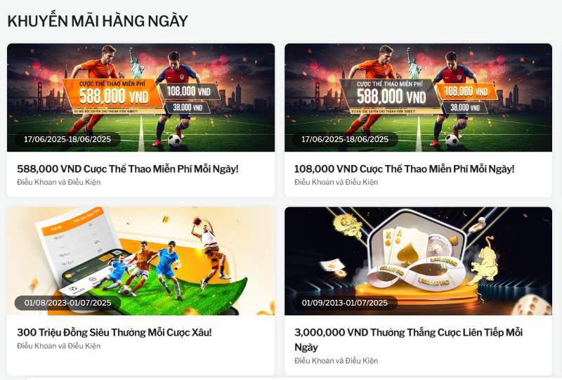 Nhiều ưu đãi hấp dẫn phù hợp với từng đối tượng cược thủ